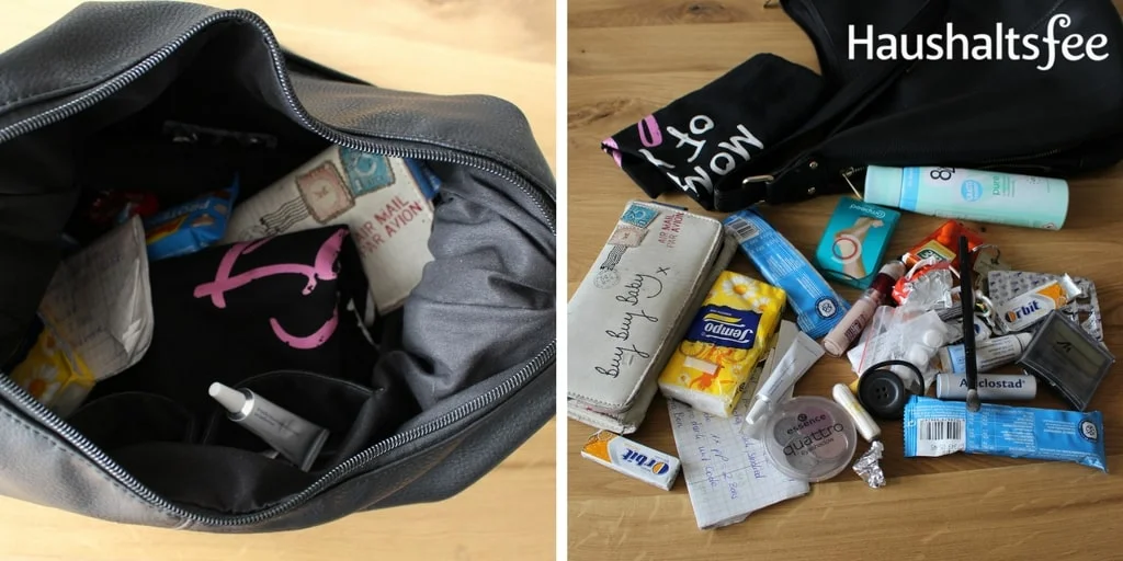 Handtasche organisieren: Taschentücher und Medikamente
